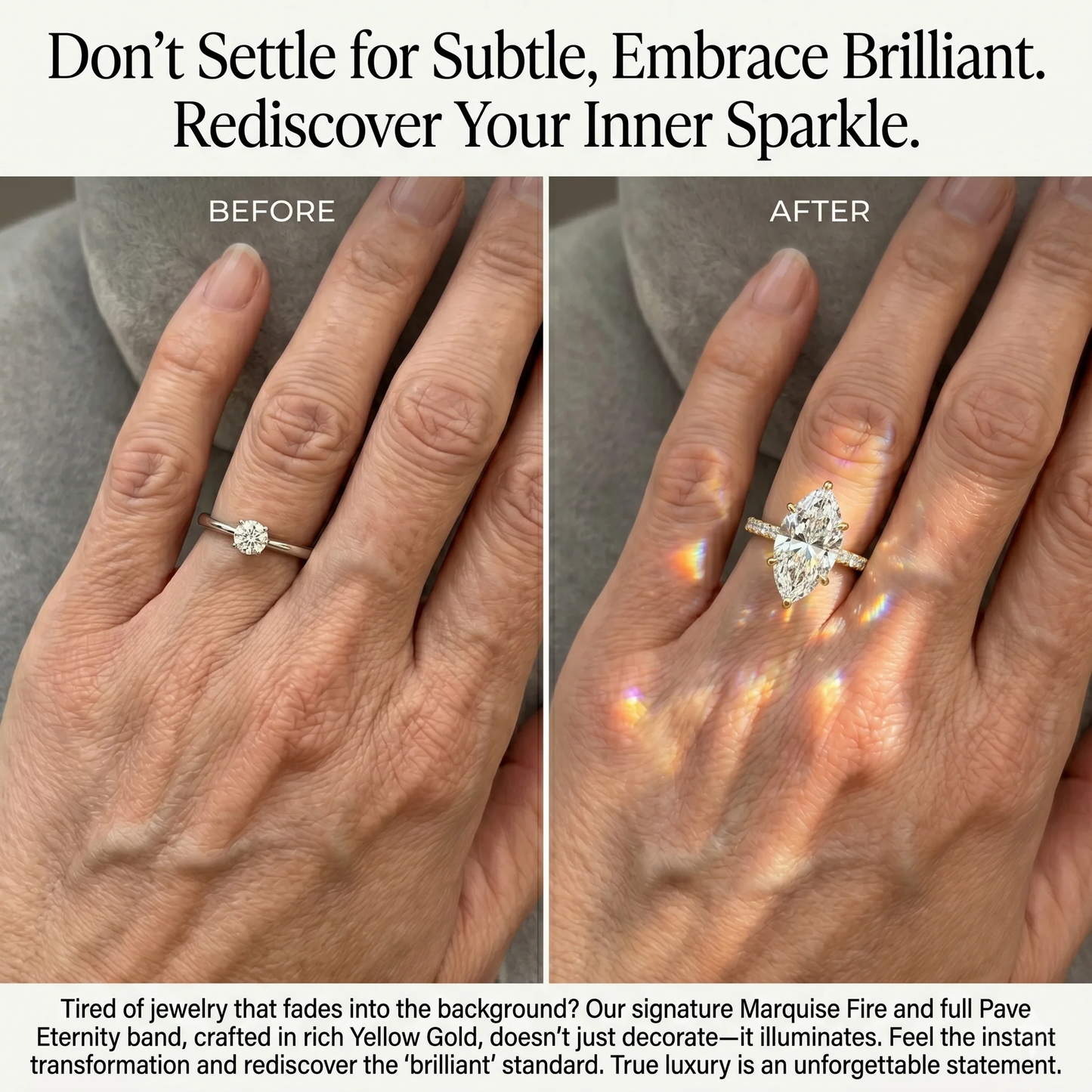 π₯ 90% OFF TODAY: Yellow Gold Marquise-Cut Diamond Ring β Stop Saving Your Radiance for "Someday" β Own the Luxury You Deserve, Right Now π