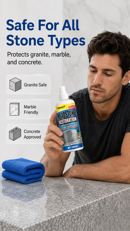 ✨ TIMNAMY®Ultimate Memorial Stone & Headstone Cleaner Spray | Safe on Granite & Marble | Removes Algae & Yellow Stains 🌿🕯️