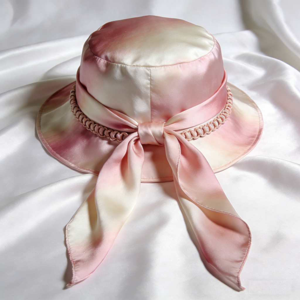 BlushDew Cloche: The Pink Gradient Satin Scarf Cloche Hat