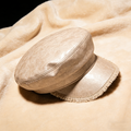 FrayedChic Captain: The Beige Textured Faux Leather Newsboy Cap