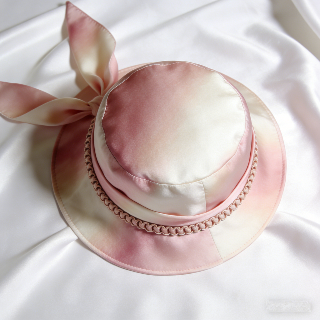 BlushDew Cloche: The Pink Gradient Satin Scarf Cloche Hat