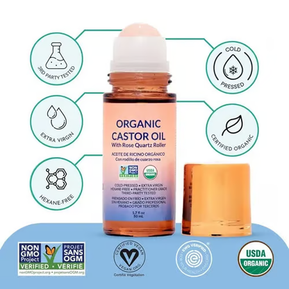🔥 🏆#1 Best Seller ⏰TIMNAMY® Organic Golden OrganicRoll-On with Rose Quartz