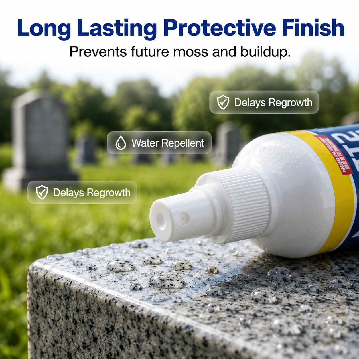 ✨ TIMNAMY®Ultimate Memorial Stone & Headstone Cleaner Spray | Safe on Granite & Marble | Removes Algae & Yellow Stains 🌿🕯️