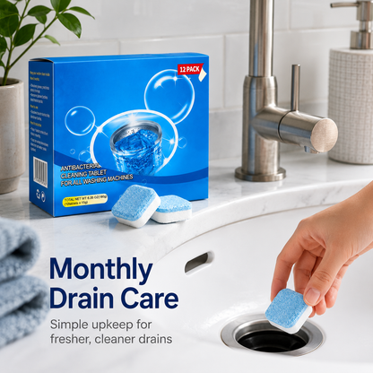 TIMNAMY®Drain Cleaning Tablets 12 Pack For Sinks, Showers & Washing Machines